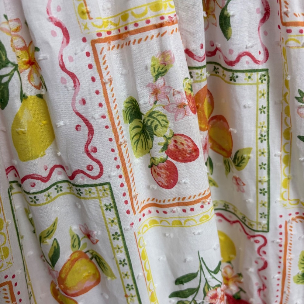 Rachel Zoe Fruit Print Tiered Midi Dress Size 4 Cottagecore Summer Sun Dress - Picture 4 of 11